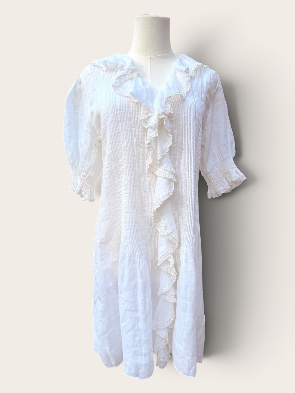 Doen Piper White Ruffled Mini Dress Size M